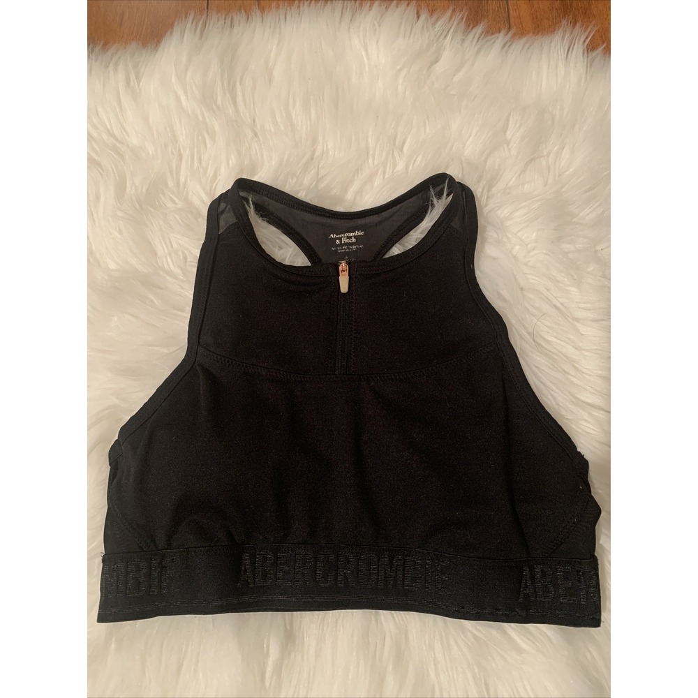 aberocombie fitch small sports bra Black Lightly Lined Fancy Zip Up